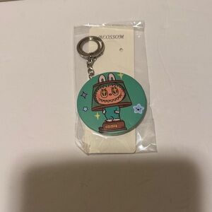 Teal Green Labubu Double-Sided Mirror/Keychain/Purse Charm